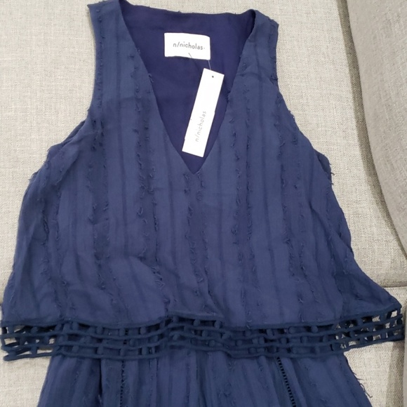 Nicholas Casper Frayed V-Neck Dress Navy - Picture 5 of 8